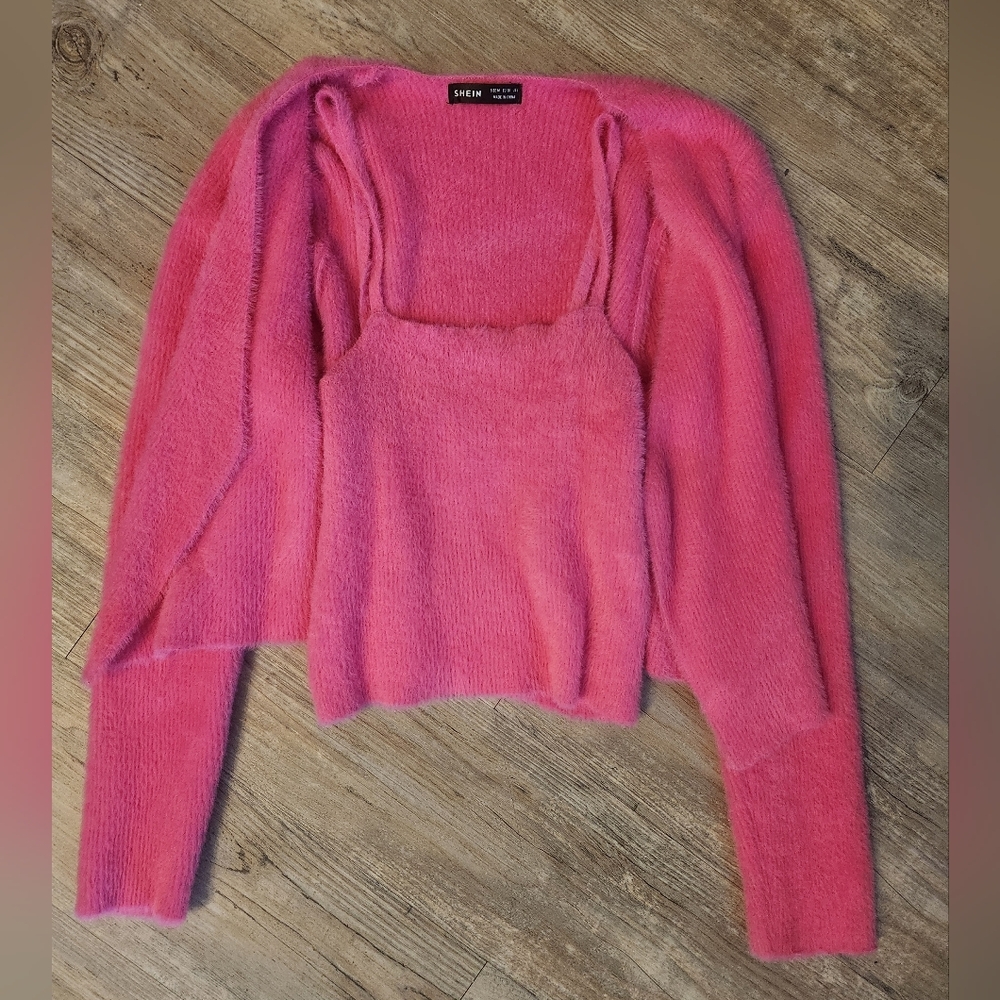 Hot Pink Fuzzy Two-piece Set